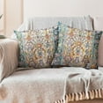 thumbnail image 6 of Boho Throw Pillow Covers 16x16 inch Set of 2 Monaco Rug Persian Carpet Double Sided Pattern Cotton Soft Pillow Case Cushion Cover Bohemian Pillowcase for Couch Sofa Bed Decorative, Green, 6 of 6