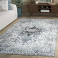 thumbnail image 3 of SAFAVIEH Arizona Tristen Medallion Machine Washable Area Rug, Ivory/Blue, 8' x 8' Square, 3 of 13