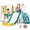 Yellow, variant on Qaba 6-in-1 Slide and Swing Set with Basketball Hoop, Climber, Grey