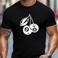 thumbnail image 1 of T-Shirt pour Homme, Simple et Stylé, Propre et Minimaliste, T-Shirt d'Été Décontracté à Col Rond à Manches Courtes pour Homme Motif Cerise et Boule de Billard,, 1 of 5