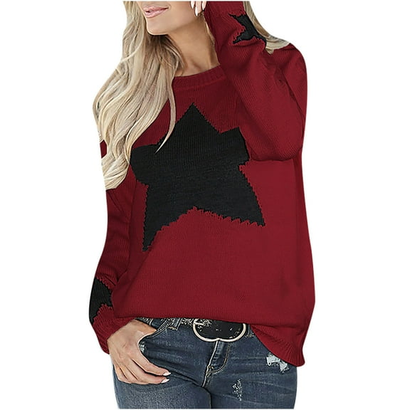 Aoochasliy Womens Sweaters Pullover Clearance Sweater Trendy Casual O-Neck Knitted Sweater Tops