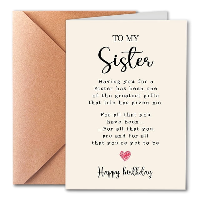 Tarjeta de cumpleaños PTRUKD divertida para hermana con sobre de 13 x 18 cm