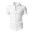 thumbnail image 5 of Bxsruta Men's Casual Short Sleeve Button Down Shirt Textured Striped Wrinkle Free Breathable Stretch for Daily Outdoor, 5 of 8