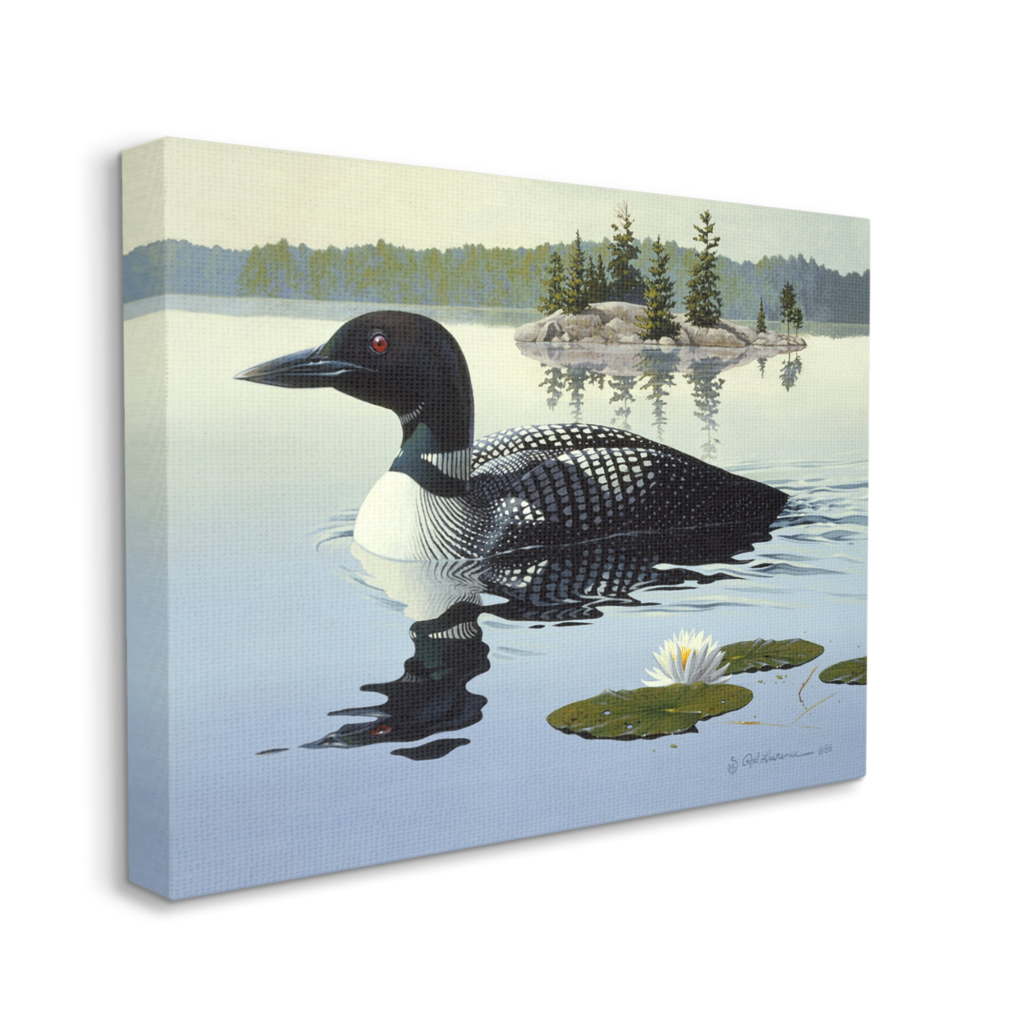 Stupell Industries Duck in Vast Pond Animals & Insects Painting Gallery Wrapped Canvas Art Print Wall Art, 30 x 24