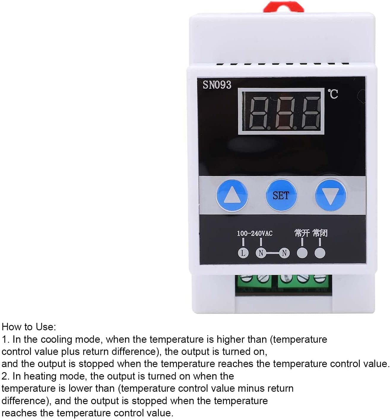 Temperature Regulator Digital Thermostat Control Sensor Din Rail Mount Controller for Various Refrigeration and Heating Situations