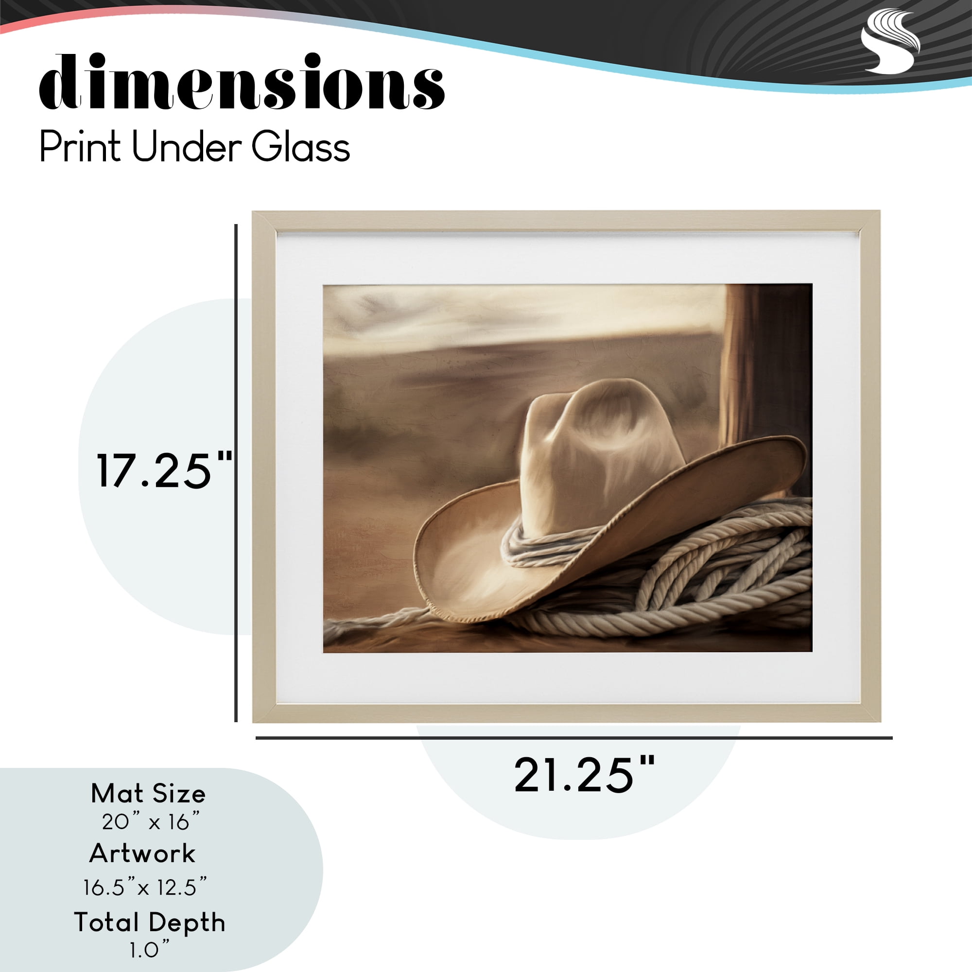 Stupell Industries White Cowboy Hat Birch Framed Print Under Glass, design by Kim Allen