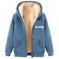 thumbnail image 1 of Chaqueta y sudadera informal con capucha de manga larga para mujer, con estampado de moda, de polar y capucha, 1 of 2