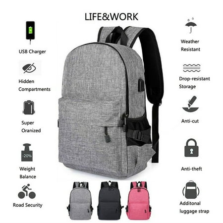 Anti-theft Travel Backpack, Business Laptop School Bookbag with USB Charging Port, Water Resistent Anti-theft, Back to School (Best Carry On Backpack For Business Travel)