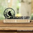 thumbnail image 2 of Craftnamesign Custom Wooden Desk Name Plate for Raven Lovers, Raven Metal Nameplate for desk, 2 of 5