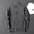 thumbnail image 4 of Abrigo vaquero para hombre, abrigo con bordado, chaqueta vaquera para hombre, gris, lavado, de lujo, de marca, de diseñador, elástico, nuevo, talla grande, G, suelto, L, 4 of 4