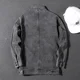 thumbnail image 5 of Abrigo vaquero para hombre, abrigo con bordado, chaqueta vaquera para hombre, gris, lavado, de lujo, de marca, de diseñador, elástico, nuevo, talla grande, G, suelto, L, 5 of 5