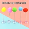 thumbnail image 4 of 2 juguetes de resorte para gatos con ventosa, pelota de peluche de resorte, juguete interactivo con pompón esponjoso para gatos de interior, ejercicio de salto., 4 of 7