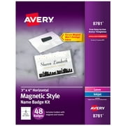 Avery Name Badges with Magnets, 3" x 4", 48 Badges (8781)