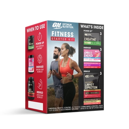 Optimum Nutrition Fitness Starter Kit - Includes Gold Standard 100% Whey Protein, Amino Energy, Micronized Creatine - 9 Packet Sample Size