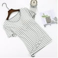 thumbnail image 2 of Plebaso Womens Striped Pajama Tops Sleepwear Womens Short Sleeve Pj Sleep Shirts with Built in Bras, 2 of 3