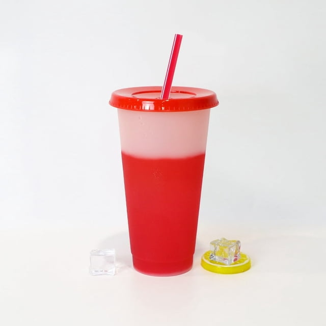 MesaSe Color Changing Cups Tumblers with Lids & Straws - 12oz Reusable Plastic Kids Drinking Cups Bulk Party Sippy Cups Cold Water Cup Set for Childrens Extra Savings