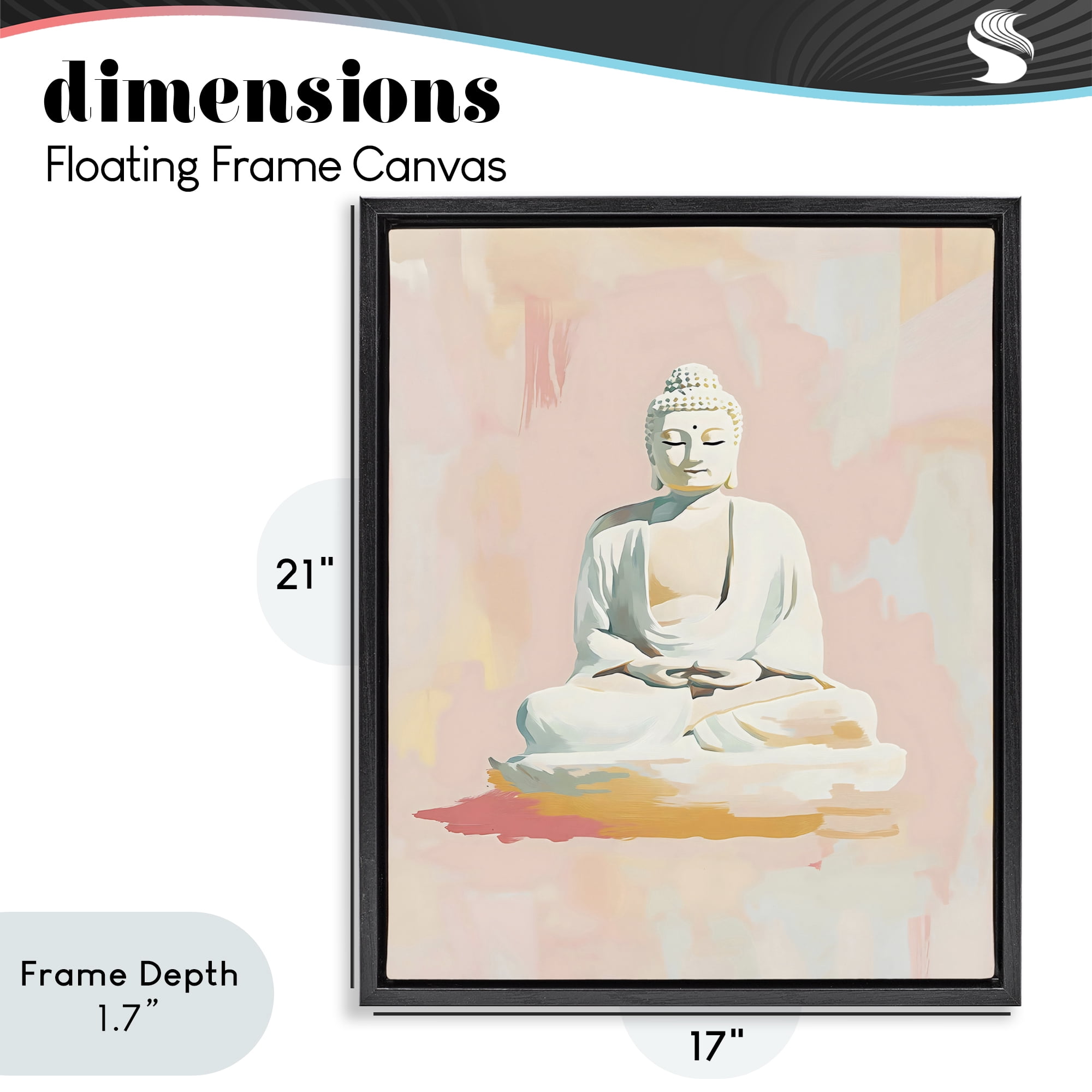 Stupell Industries Pastel Buddha In Quiet Meditation Black Framed Floater Canvas Wall Art, design by The Prints Vibe