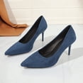thumbnail image 5 of Miluxas Pointed Toe Pumps for Women, Closed Toe Stiletto High Heels, Comfortable Work office Dress Shoes, Classic Pumps for Wedding, Party Dark Blue 7(39), 5 of 9
