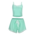 thumbnail image 4 of YuYuBao Women Pajamas Sets Summer Solid Color Lace Trim Cami And Shorts Pajamas Wear Home Clothes, 4 of 8