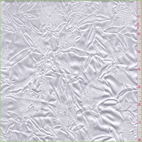 White Embossed Floral Satin Charmeuse, Fabric By the Yard