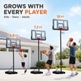 thumbnail image 3 of 44-Inch Portable Basketball Hoop, SHINPT 4.8-10 ft Adjustable Height Basketball Hoop with PC Backboard, Wheels and Fillable Base, Suitable for Kids, Teens and Adults, Indoor/Outdoor Play, Black, 3 of 11