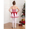 thumbnail image 4 of ZDHoor Girls Christmas Candy Cane Costume Ballerina Sleeveless Cami Straps Santa Elf Leotard Dance Dress Red 12, 4 of 7