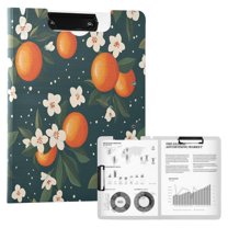 FORMRS A4 Clipboard Folder with Pen Holder Horizontal Foldable School Office Binder, Blue Floral Oranges