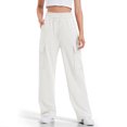 thumbnail image 2 of miqiqism Kid Wide Leg Pants Teen High Waisted Elastic Trousers Girls Straight-Leg Loose Pant with Pockets Casual for Kids (4-16),01_White, 2 of 6