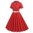 thumbnail image 3 of Sevevn Women's Comfy Summer Short Sleeve V-Neck Vintage Regular Wave Point Print Summer Dresses for Women 2024 Womens Summer Dresses Sundress Plus Size Dresses for Curvy Women T-shirt Dress, 3 of 8