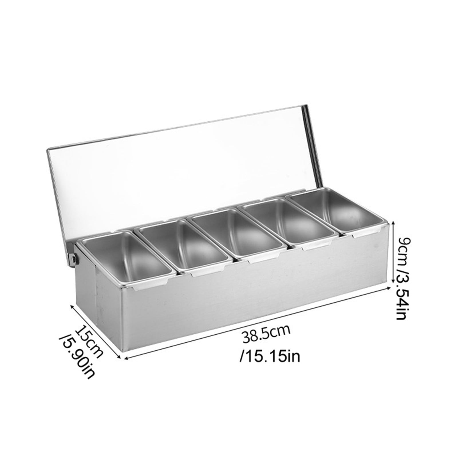 Clearance! 3/4/5/6 Compartment Trays Stainless Steel Detachable Topping Station Plastic Pizza Ingredients Condiment Dispenser Reusable Condiment Seasoning Container for Home or Restaurant