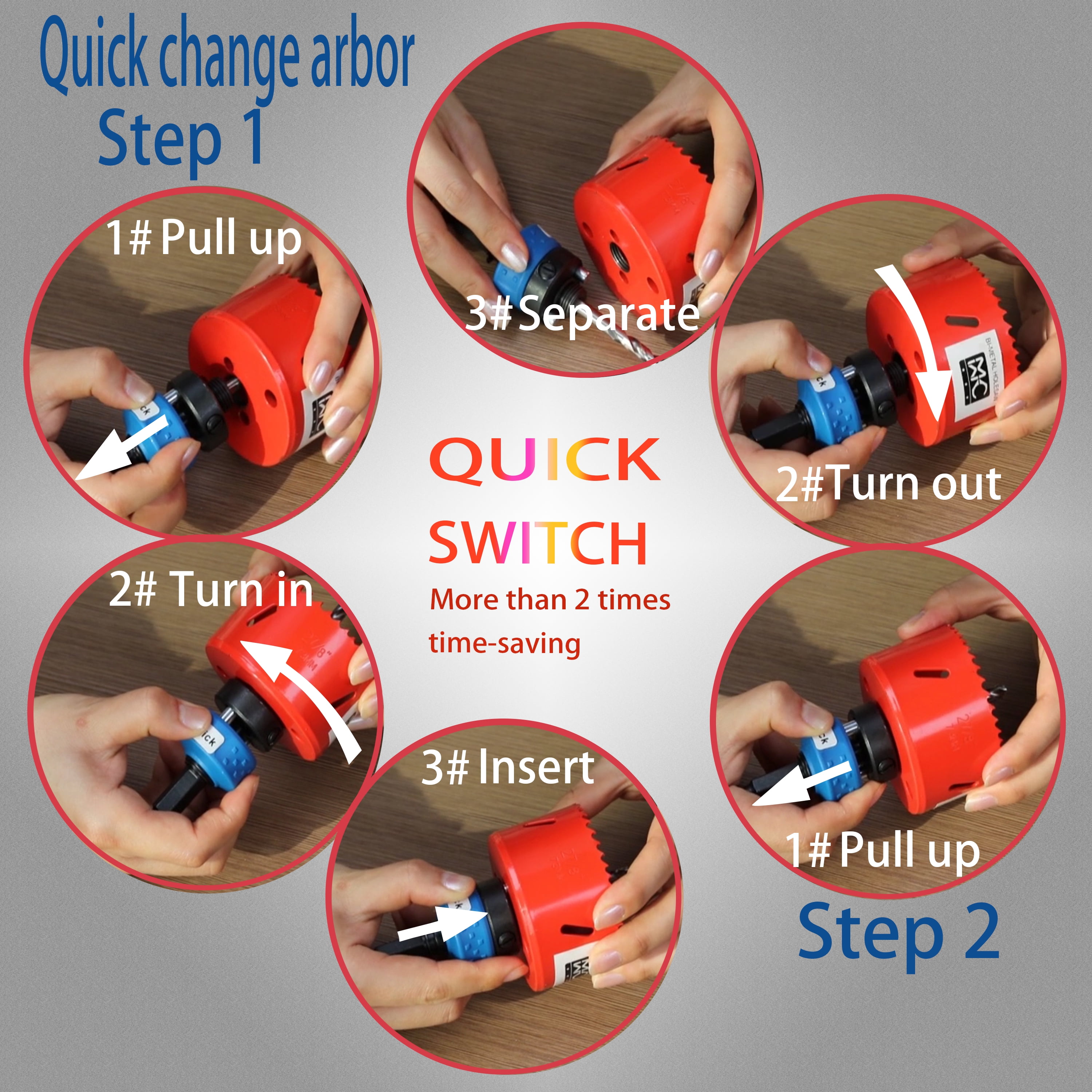 WOWSUPM 1-1/4 to 3-3/4, 4, 4-1/2” 9pcs Carbide Grit Hole Saw Cutting Air Brick Stucco Hardy Plank Drywall Cement Board with Pilot Drill Bits Up to 3X Long Life
