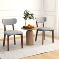 thumbnail image 2 of Giantex Dining Chairs Set of 2, Upholstered Armless Side Chairs w/Solid Rubber Wood Frame, Contemporary Mid-Back Chairs, Gray, 2 of 9