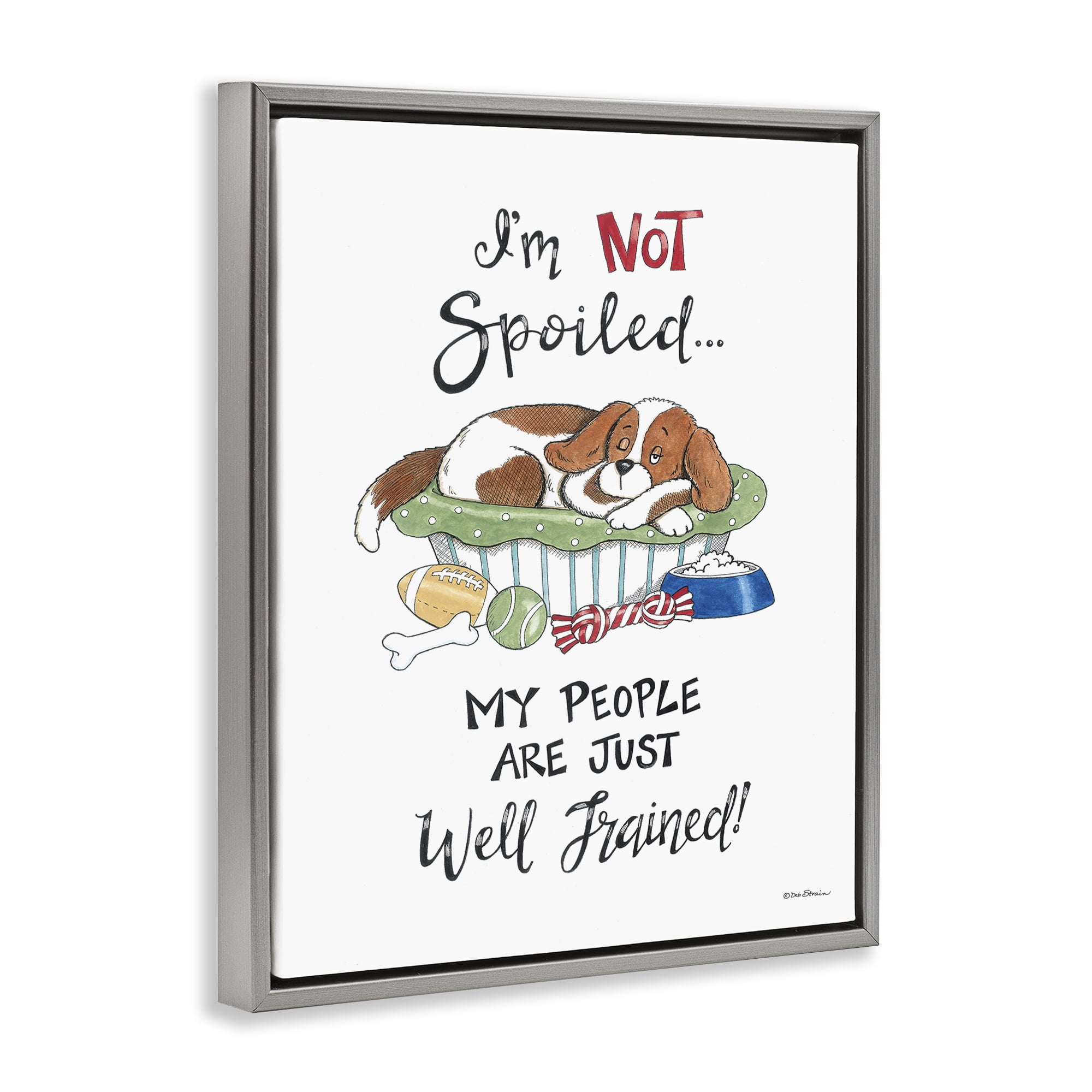 Stupell Industries Not Spoiled Well Trained Animals Painting Gray Floater Framed Canvas Art Print Wall Art, 25 x 31