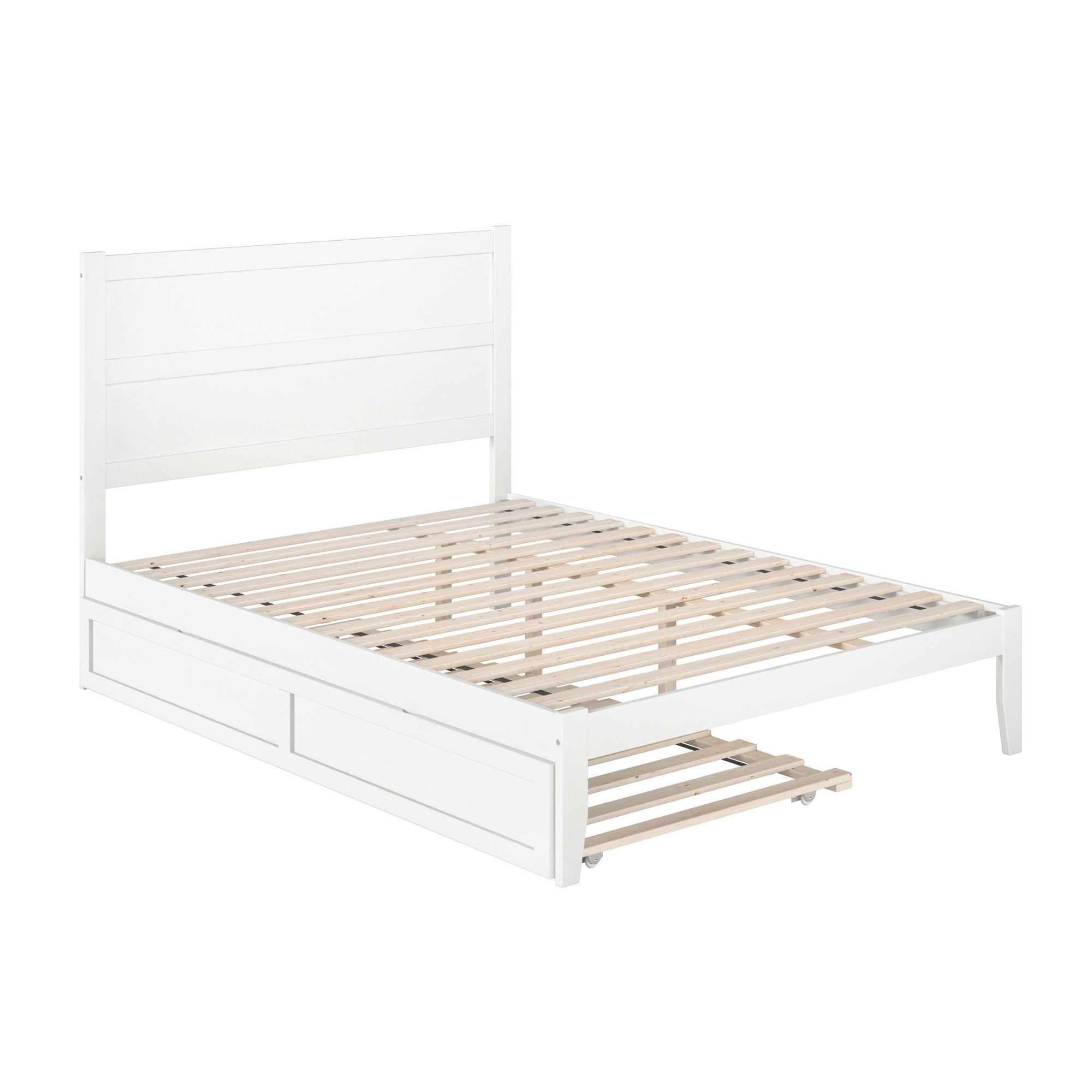 AFI NoHo 14" Queen Wood Platform Bed Frame with Twin XL Trundle, White