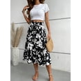 thumbnail image 2 of jinghuiyue Womens Floral Print Tiered Midi Skirts High Waist Flowy Ruffle A-Line Casual Summer Skirt L, 2 of 7