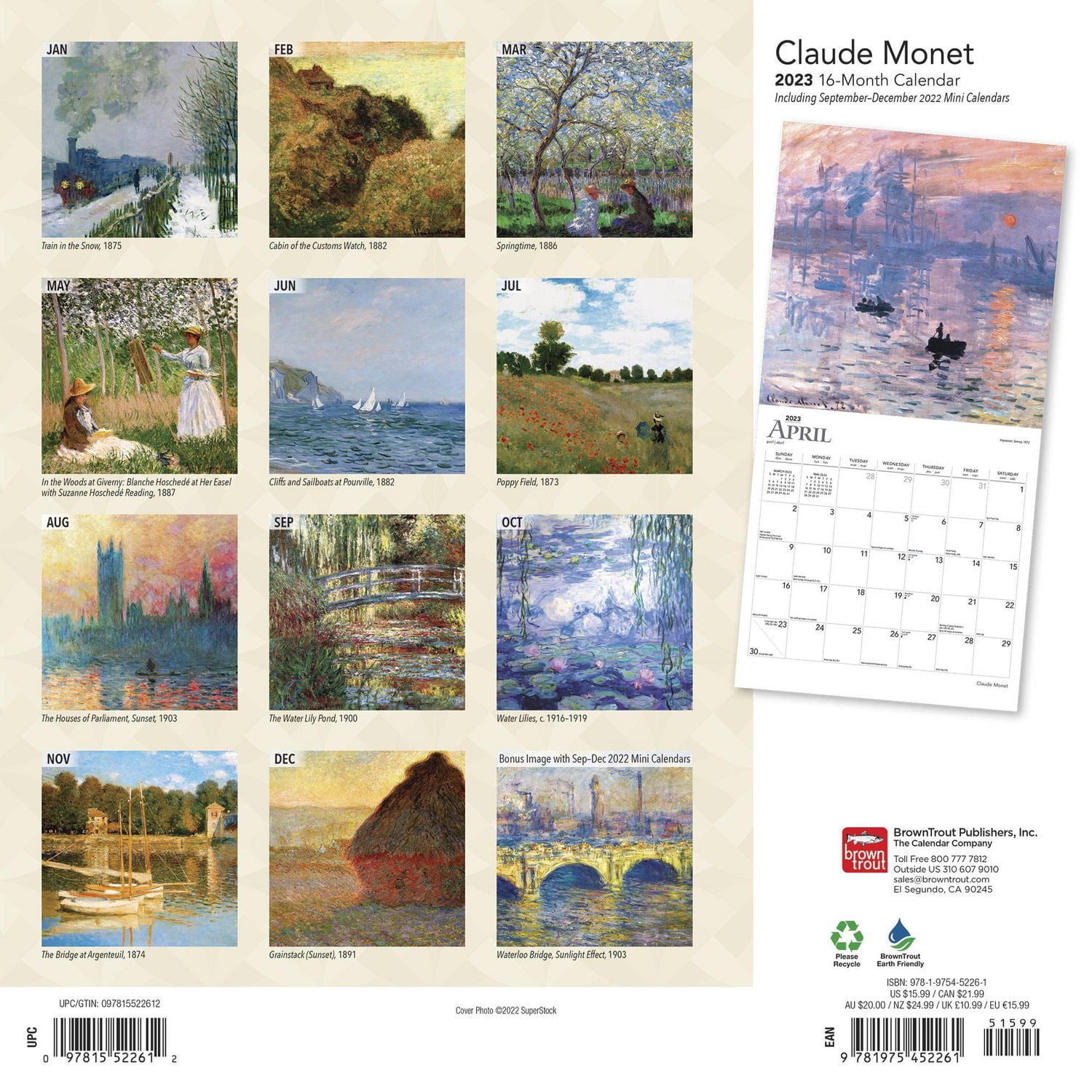 Claude Monet | 2023 12x24 Inch Square Wall Calendar