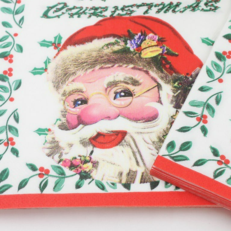 20pcs Santa Claus Christmas Napkin Cartoon Patterned Tissue Paper For Home  Table Decoration, Perfect For Christmas Celebration