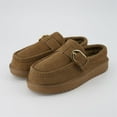thumbnail image 2 of Cushionaire Origin Genuine Suede Mule Clogs for Women, Cozy Slip-On Moc Toe Loafer with Buckle and Faux Fur Cushioned Footbed, 2 of 21