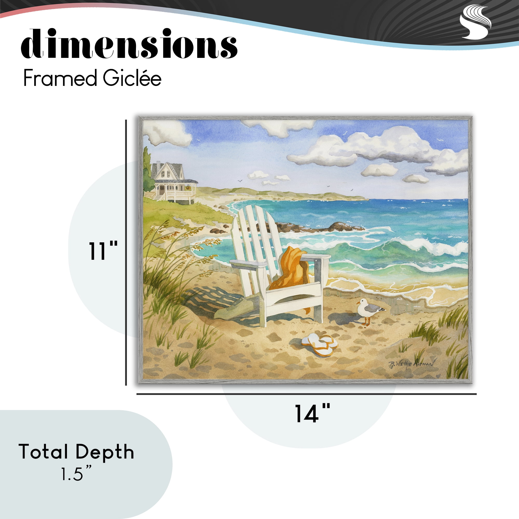Stupell Industries Waiting For You by Beach Gray Framed Giclee Art, design by Robin Altman