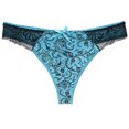 thumbnail image 2 of lulshou Womens Underwear Low Waist Cotton Lace Thong Sexy Solid Color Soft Breathable Underwear, Blue, XXL, 2 of 4