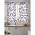 thumbnail image 2 of Purple Flower Curtains 54 Inch Length,Sheer Curtains for Bedroom Living Room Window Vintage Farmhouse Boho Leaf Spring Plant Rod Pocket Drapes Kitchen Curtains Small Half Window 52"x54" 2 Panels, 2 of 6