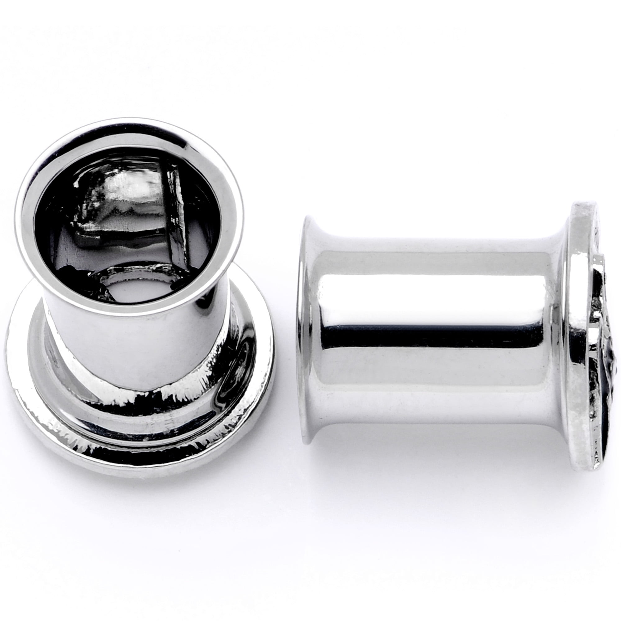 Body Candy Women 0 Gauge 2PC Steel Double Flare Tunnel Plug Set Family of Love Penguin Ear Plug Gauges 8mm