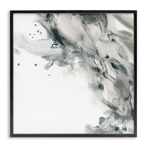 Stupell Industries Grey Swirled Liquid Abstract Painting Black Framed Art Print Wall Art, 24 x 24