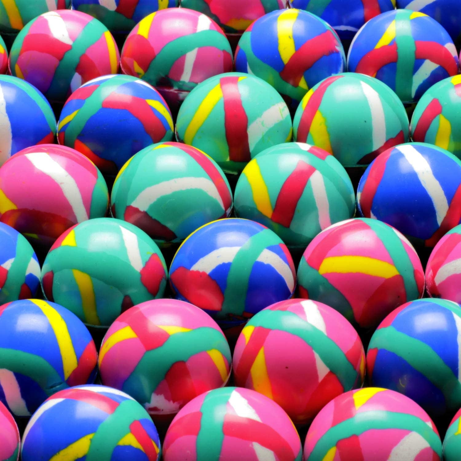 50pcs Bouncy Balls Bulk 32mm 1.3"- Color Stripes Bouncing Balls Party.