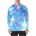 thumbnail image 2 of Maqroz Sun Protection Shirts for Men Plus Size Ice Silk Breathable Shirt Long Sleeve Crew Neck Top Summer Athletic Casual Sport Tops Fashion Lightweight Water Wave Texture Outfits, 2 of 5