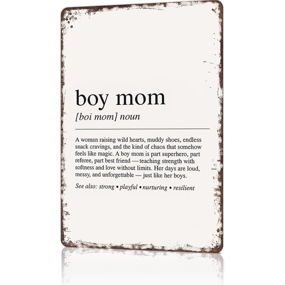 Vintage Metal Wall Sign Boy Mom Definition Funny Tin Poster for Man Cave Office Home Bedroom Decor 8x12 Inch