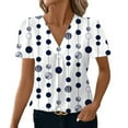 thumbnail image 2 of Guzom Womens Casual V Neck Polka Dots Short Sleeve Blouse - True to Size,White,Size M, 2 of 8
