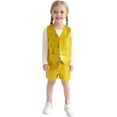 thumbnail image 3 of Girls Outfits Glitter Vest with Shorts Party Dress Lightweight Comfortable Kids Two Piece Sets Yellow 5-6 Y, 3 of 5