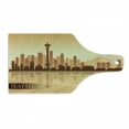 thumbnail image 1 of Seattle Skyline Cutting Board, Waterfront the Needle Space Buildings Wording in Amber Tones, Decorative Tempered Glass Cutting and Serving Board, in 3 Sizes, by Ambesonne, 1 of 2
