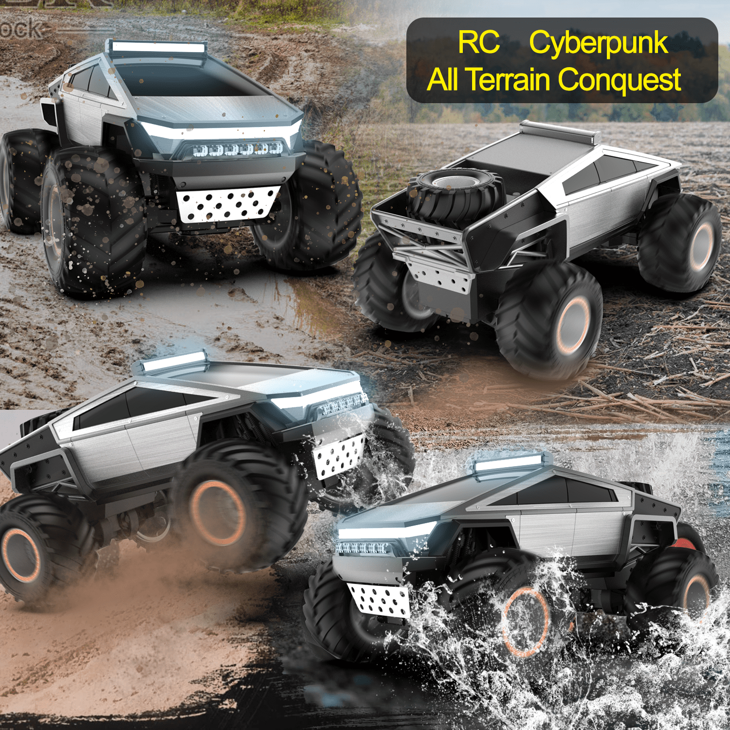 Remote Control Car, 1:14 Scale Remote Control Truck, 4WD Off Road Toy Rock Crawler RC Car with Dual Motors LED Headlight for Boy Kids Adults